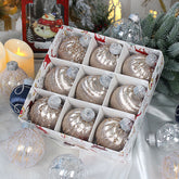 Christmas balls, silk balls, winding balls, painted balls, 8cm, 9pcs, boxed Christmas decorations