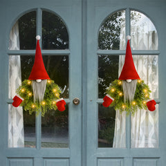 Luminous Faceless Santa Claus Christmas Wreath Door Hanging Restaurant Bar Christmas Decoration Props