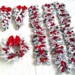 Christmas Floral Wreath Door Hanging Wreath Rattan Upside Down Tree Ornaments
