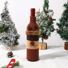 Christmas Decorations Wine Bottle Set Cartoon Knitted Elderly Snowman
