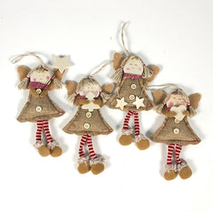 Christmas Decorations Wood Chips Christmas Smile Angel Doll Pendant Christmas Tree Ornaments Xmas Decorations for Home Kids Toys