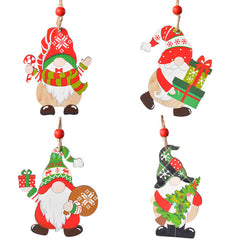 Christmas decorations, painted wooden ornaments, Christmas trees, faceless old man Rudolf Christmas ornaments