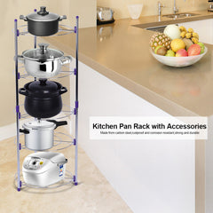 5 Tiers Home Kitchen Pans Pots Storage Rack Durable Metal Wire Shelving Organizer