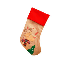 Christmas Decoration Linen Red Bordered Old Man Snowman Christmas Socks