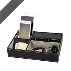 Faux Leather Valet Tray Nightstand Or Dresser Top Organizer