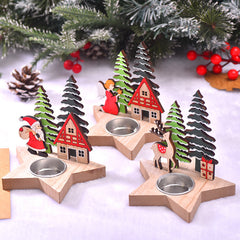 Christmas Decoration New Product Christmas Wooden Candle Stand Desktop