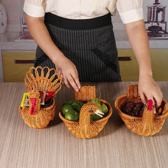 Rattan Woven Fruit Basket Cute Shape Fruit Bowls Tray Vegetable Snack Basket Novelty Animal Shaped Home Decors Organizer
