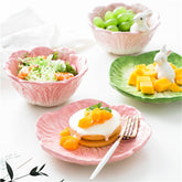 Easter Ceramic Cute Cartoon Hand Painted Animal Children's Tableware Rabbit Cabbage Fruit Salad Dessert Bowl Steak Plate Dinnerware