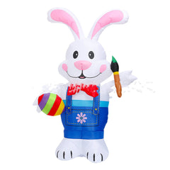 White Rabbit Easter Bunny with LED Lights Inflatable Toys for Outdoor Family Home Party Decoration Office Ornament