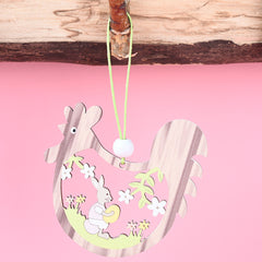 Easter Wooden Bunny Bird Decoration Pendant