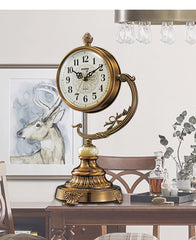 European Style Living Room Desk Clock Copper-Plated Large Clock Ornaments Desk Desk Desktop Sitting Clock