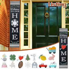 Easter Wreath 20Cm Welcome Door Pendant, Wooden Board Welcome Sign