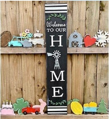 Easter Wreath 20Cm Welcome Door Pendant, Wooden Board Welcome Sign