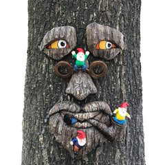 Bark Ghost Face Facial Features Decoration Halloween Xmas DIY Home Easter Outdoor Gardoon Creative Props Tree Monsters Ornaments