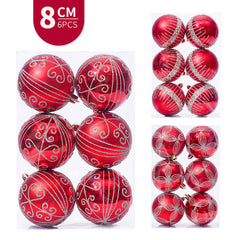 8CM/6 pcs painted Christmas balls, Christmas tree pendants, window display decorations, round balls