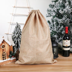 Christmas printed linen gift bags Santa Claus backpacks