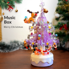 Christmas Tree Building Block Music Box with Lights – Green, Purple, Pink