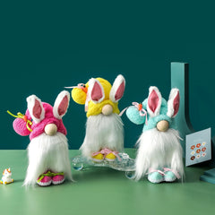 Easter Long Ears Bunny Standing Faceless Doll Window Home Decoration
