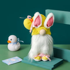 Easter Long Ears Bunny Standing Faceless Doll Window Home Decoration