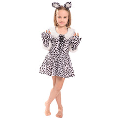 Children's white leopard cosplay costume
