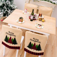 Christmas printed chair covers red and black checkered edges