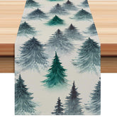 Winter Christmas Table Flag Linen Christmas Tree Printed Tablecloth Holiday Table Decoration Tablecloth Mat