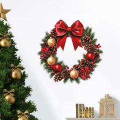 Christmas Red Bow Pinecone Christmas Ball Stickers Decoration Wall Stickers