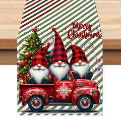 Christmas Dwarf Printed Table Flag New White Hemp Table Decoration