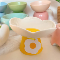 Ceramic Pet Cat And Dog High Foot Slant Bowl