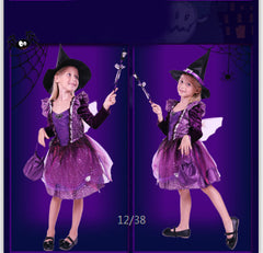 Halloween Children's Performance Costume Witch Princess Dress, Girl With Light Hair