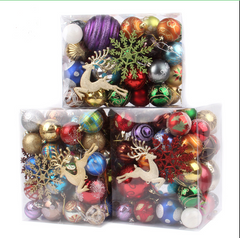 60-70 Christmas decorations in barrels, plastic glossy matte Christmas balls