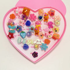 Children's Toy Ring Girl Cartoon Jewelry Play House Toy Princess Box Jewelry