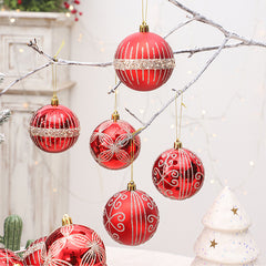 8CM/6 pcs painted Christmas balls, Christmas tree pendants, window display decorations, round balls