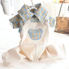 Thin Plaid Shirt Overalls Dog Clothes