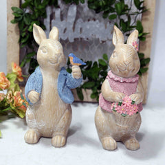 Easter European-style Home Resin Woodcut Concave Carved Pattern Effect Easter Rabbit