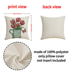 Easter Linen Print Cartoon Pillow Cover