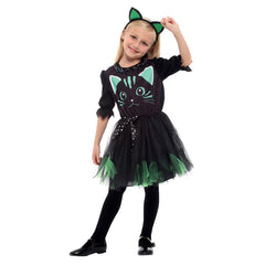 Children's Masquerade Costume Black Cat Princess Dress