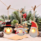 Christmas glowing wooden figurine pendant, Christmas tree decoration small pendant, wooden Christmas decoration supplies