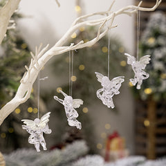 Christmas Decorations Transparent Angel Pendant Christmas Tree Acrylic Silver Wings Angel Pendant