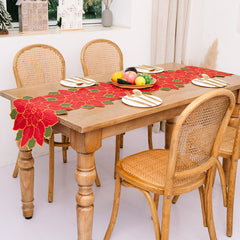 Creative big red flower table flags festive atmosphere