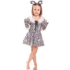 Children's white leopard cosplay costume