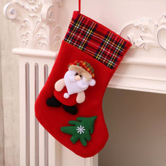 Christmas stockings, Christmas decorations, stockings, Christmas gift bags, medium-sized plush three-dimensional Christmas stockings pendant