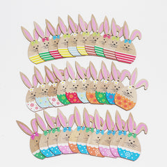 10Pcs Bunny Easter Wooden Pendant Cartoon Rubbit Egg
