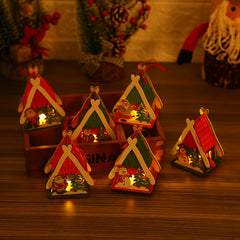 Christmas decorations, Christmas wooden houses, toys, colorful wooden houses