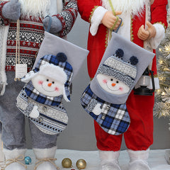 Christmas New Product Blue Knitted Fabric Christmas Party Decoration Socks Gift Bag Christmas Tree Pendant Accessories