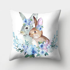 Easter Bunny Watercolor Garland Peach Skin Fabric Home Decoration Pillow Cover