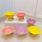 Ceramic Pet Cat And Dog High Foot Slant Bowl