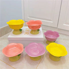 Ceramic Pet Cat And Dog High Foot Slant Bowl