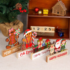 Christmas Decorations Desktop Table Gingerbread Man Biscuit Man Wooden