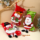 Christmas Decorations Cartoon Color 3D Santa Claus Long Legs Christmas Socks Christmas Gift Bag Pendant